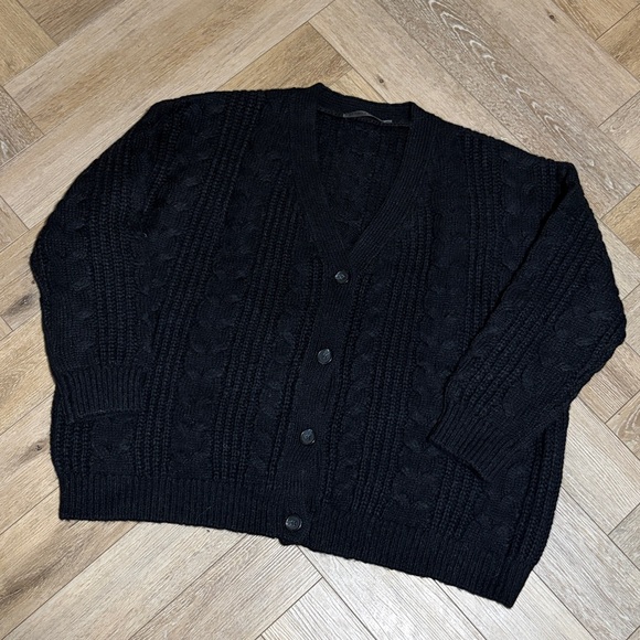 Jenni Kayne Wool & Alpaca Cocoon Cardigan In Black - Picture 2 of 6